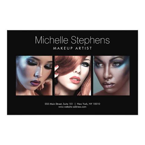 makeup artist business card with three different images