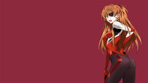 Wallpaper : Neon Genesis Evangelion, Asuka Langley Soryu, simple background, red background, ass ...