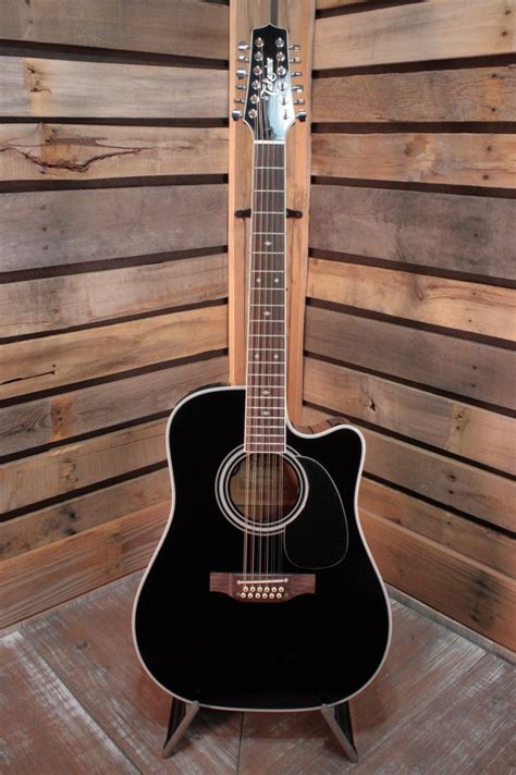 Takamine EF381SC 12-String Black Acoustic/Electric Guitar with Case ...