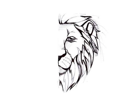 Half lion tattoo | Lion tattoo, Lion face drawing, Half face drawing