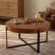 Modern Center Table Cross Wood Grain Splicing Coffee Table Round End ...