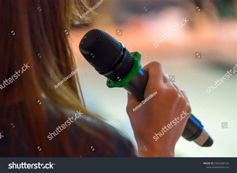 Speaker Conference Holding Microphone Hand Stock Photo 1052458124 ...