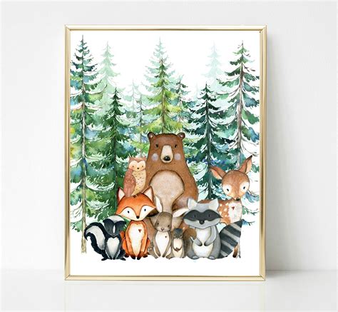 Woodland Nursery Decor, Woodland Nursery Print, Woodland Animals ...