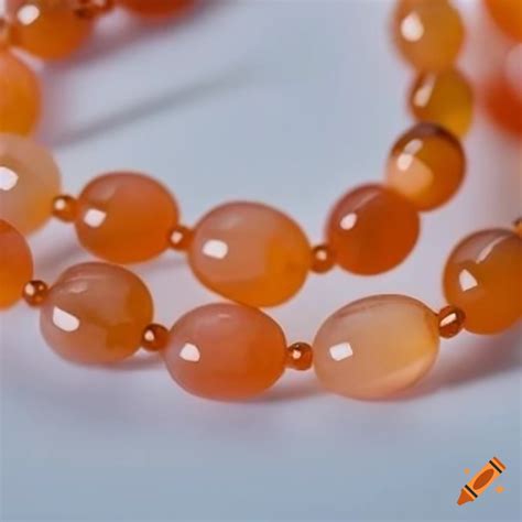 White background with carnelian beads