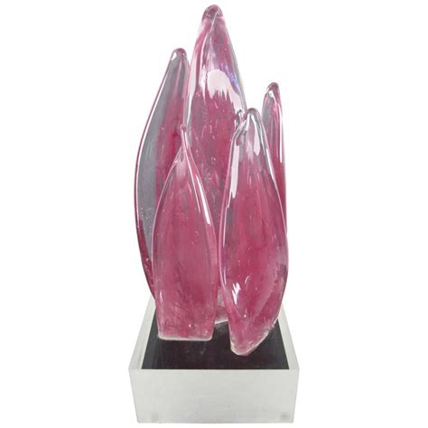 Contemporary Modern Abstract Flame Art Glass Sculpture For Sale at 1stDibs