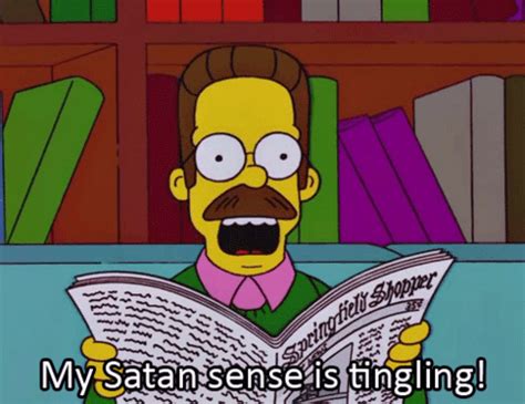 Satan sense. Religious humor with Flanders on The Simpsons Tyler Perry, World Of Warcraft, Grey ...