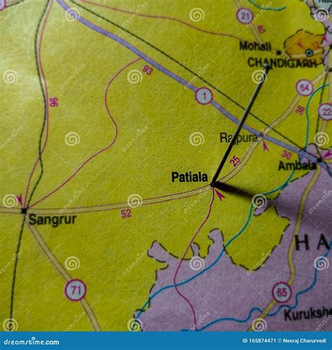 Patiala City Name Displayed on Geographic Map in India Stock Image ...