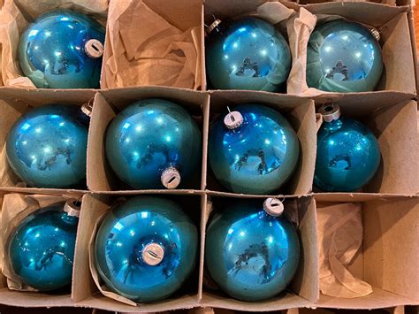 Aqua Ornaments Aqua Blue Christmas Japan Mercury Glass Bubbles - Etsy
