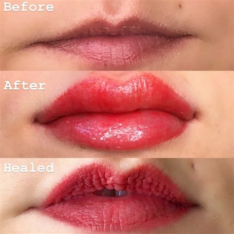 lip blush tattoo healed - vintagelineartillustration