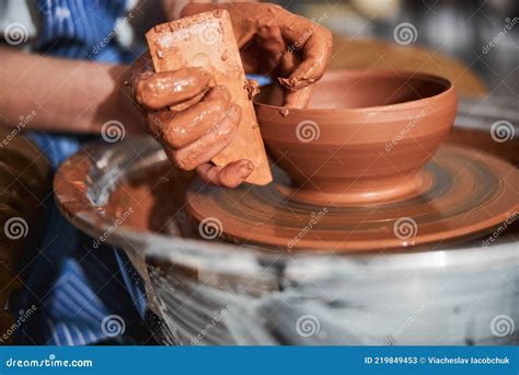 Competent Craftsperson Using Tools for Molding Bowl Stock Image - Image of woman, studio: 219849453