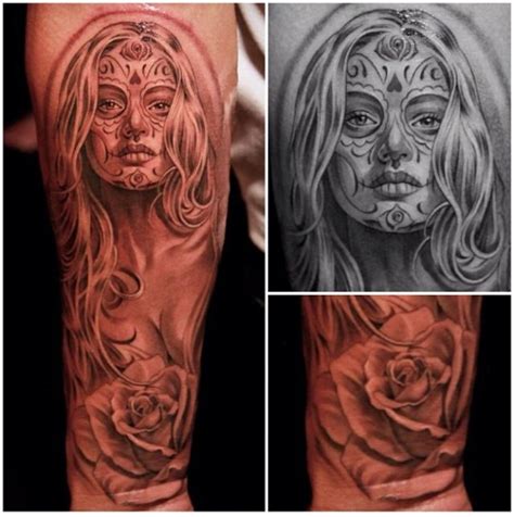 some tattoos that have been done on the legs and arms, with roses in them