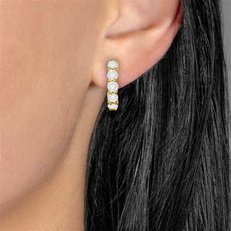 Hinged Hoop Diamond Huggie Style Earrings 14k Yellow Gold 0.25ct - IE607