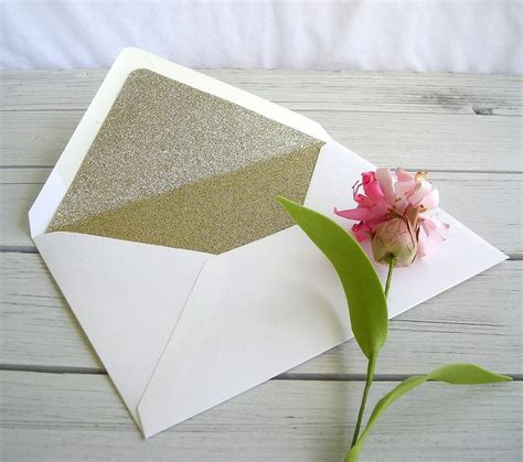 Gold Glitter Envelopes Ivory Glitter Lined Wedding Invitation | Etsy