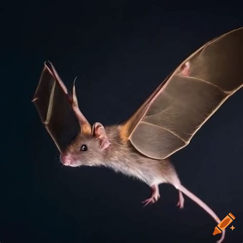 Illustration of a flying bat-winged rat on Craiyon