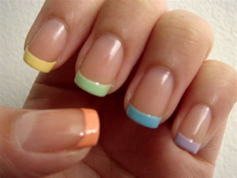 Rainbow French Manicure Colored French Nails, French Nail Art, French Tip Nails, French Tips ...