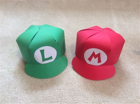 Mario and Luigi hats DIY from paper | Mario and luigi hats, Mario hat ...