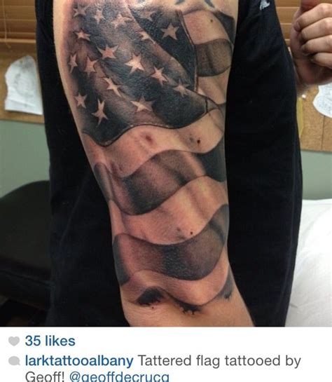 Tattered Flag -Lark Tattoo Albany, NY | American flag tattoo, Flag tattoo, Lark tattoo