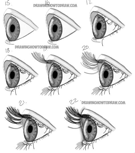 How to Draw Realistic Eyes from the Side Profile View - Step by Step Drawing Tutorial - How to ...