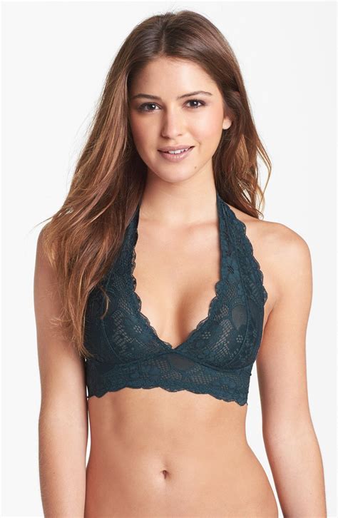 Free People Lace Halter Bra in Green (Evergreen) | Lyst