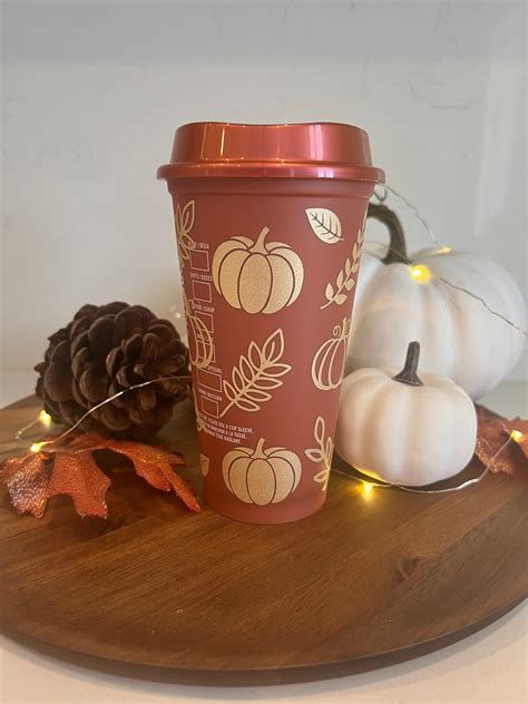 Fall Starbucks Reusable Hot Cup, Fall Coffee Cup, Hello Pumpkin, Gold Pumpkin Cups, Starbucks ...