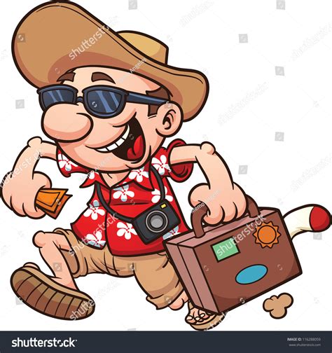 Cartoon Tourist Running Vector Illustration Simple Stock Vector 116288059 - Shutterstock