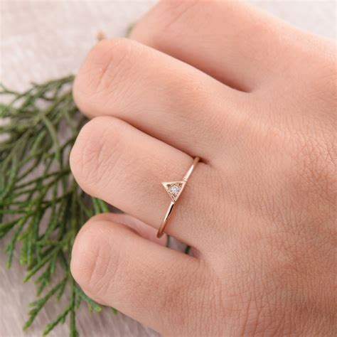 Womens Simple Promise Ring Small Gold Promise Ring Triangle | Etsy