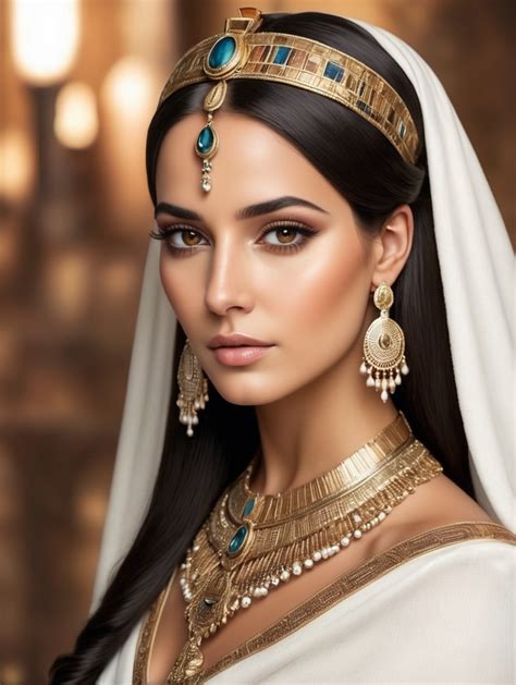 Premium Free ai Images | beautiful ancient egypt queen dark hair head accessories brown eyes ...
