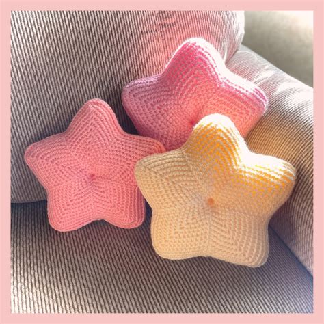 CROCHET PATTERN Crochet Star Pillow Pattern Pastel Color Fun Amigurumi Handmade DIY 4th of July ...