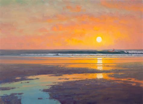 beach sunrise | Jenness Beach Sunrise | Sam Vokey Ocean Art Painting, Beach Scene Painting ...