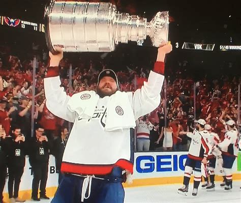 Female Capitals Fan Flashes Alexander Ovechkin Through the Glass As He Hoisted the Stanley Cup ...