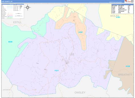 Lee County, KY Wall Map Color Cast Style by MarketMAPS - MapSales