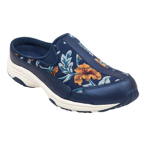 Easy Spirit Leather Traveltime Clogs - Dress Blue Floral Print - Lyst