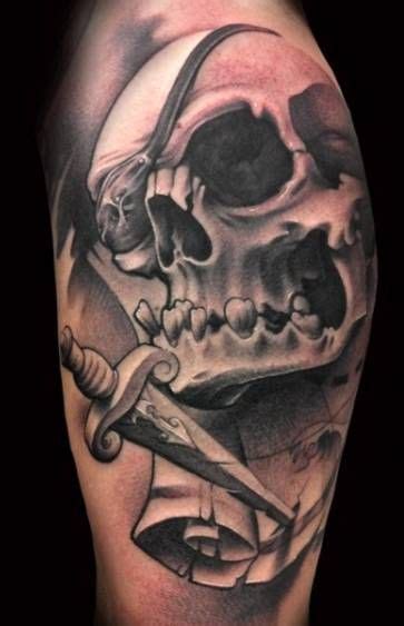 tattoo pirate skull and dagger | Pirate skull tattoos, Pirate flag tattoo, Tattoos