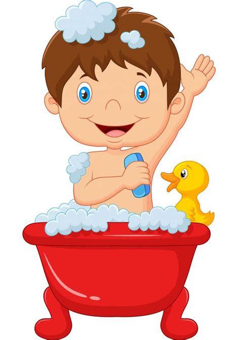 Premium Vector | Cartoon child taking a bath | Preschool activities ...