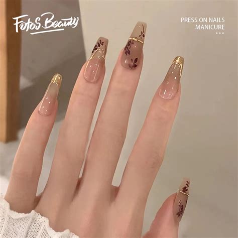 Fofosbeauty 24pcs Press on False Nails Tips,Coffin Fake Nails, Coffin ...