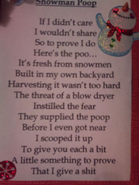 Snowman Poop Poem … | Pinteres… | Christmas help, Snowman poop, Diy ...