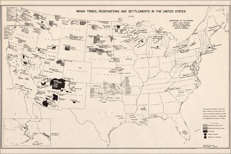 24"x36" Gallery Poster, 1939 map of Native American Indian tribe reservations in United States ...