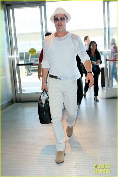 Brad Pitt Wears Sheer Top for Flight Out of Town: Photo 3716015 | Brad ...