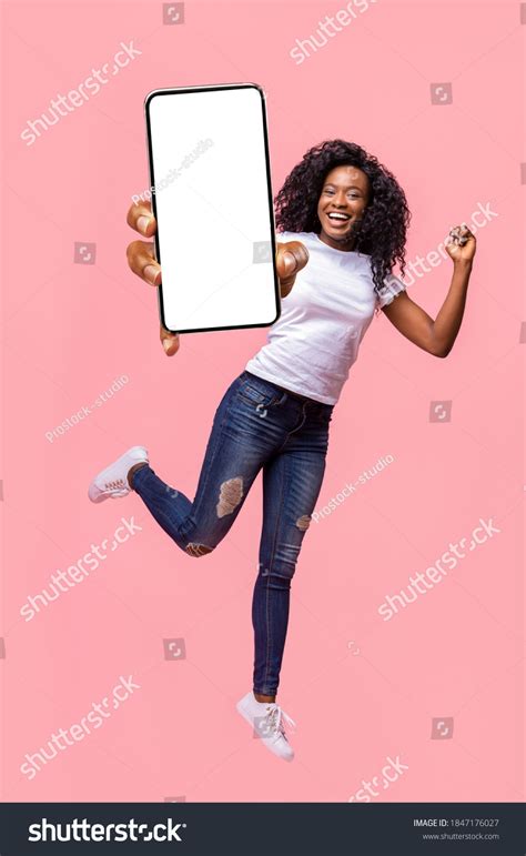 Happy Black Woman Jumping