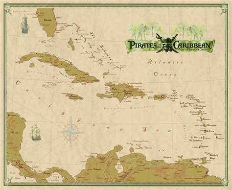 Pirates of the Caribbean Wall Map Mural and Poster "On Stranger Tides ...