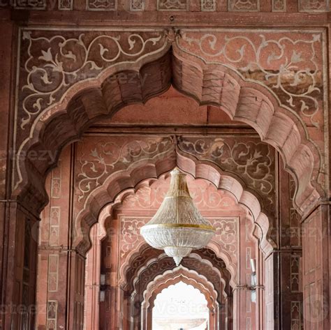 Architectural detail of Jama Masjid Mosque, Old Delhi, India, The spectacular architecture of ...