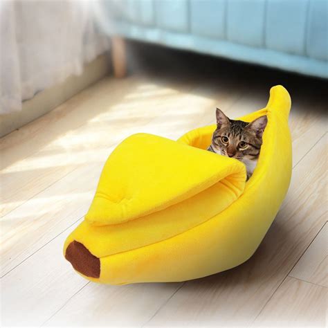 Best Quality Cute Banana Cat Bed House Warm Pet Puppy Banana Cushion Kennel Portable Pet Mat ...