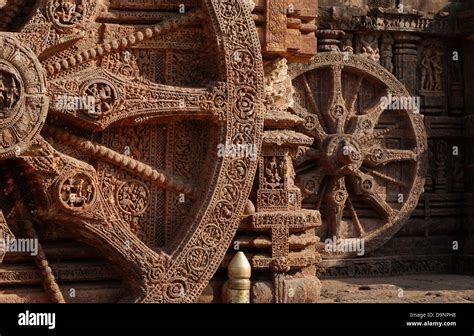 carved stone wheels at konark sun temple,orissa,india Stock Photo - Alamy