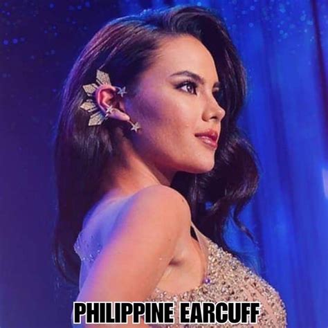 ☈Miss Chic Catriona Gray Miss Universe Shine Stone Ear Cuff Inspired Philippine Flag Design ...