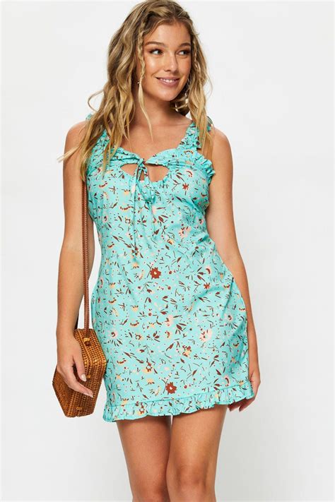 Women’s Print Tie Front Mini Dress | Ally Fashion