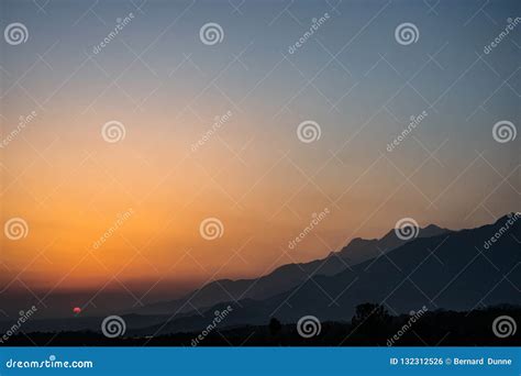 Sunset in the Himalayas India Stock Photo - Image of rice, western ...