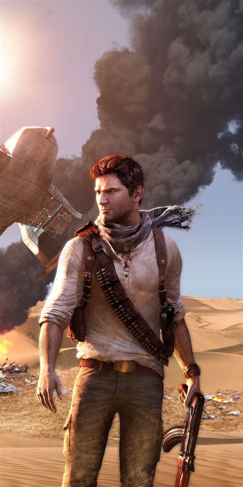 Uncharted, main in desert, video game, PS4, 1080x2160 wallpaper ...