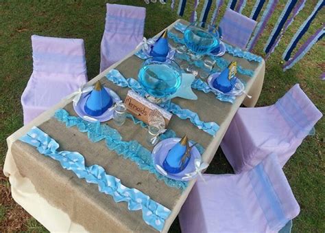Beautiful tablecloth and easy! | 12th birthday party ideas, Seaside birthday, Mermaid party