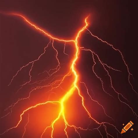 Image of orange lightning strikes on Craiyon