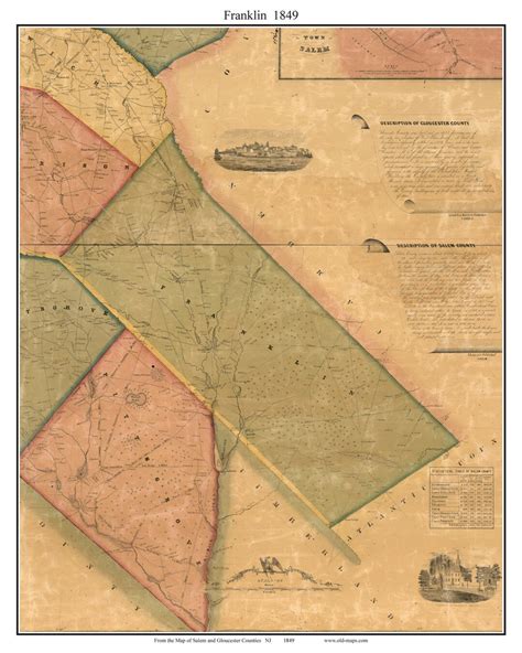 Franklin 1849 Old Town Map New Jersey Reprint Genealogy Salem & Gloucester Counties NJ TM - Etsy